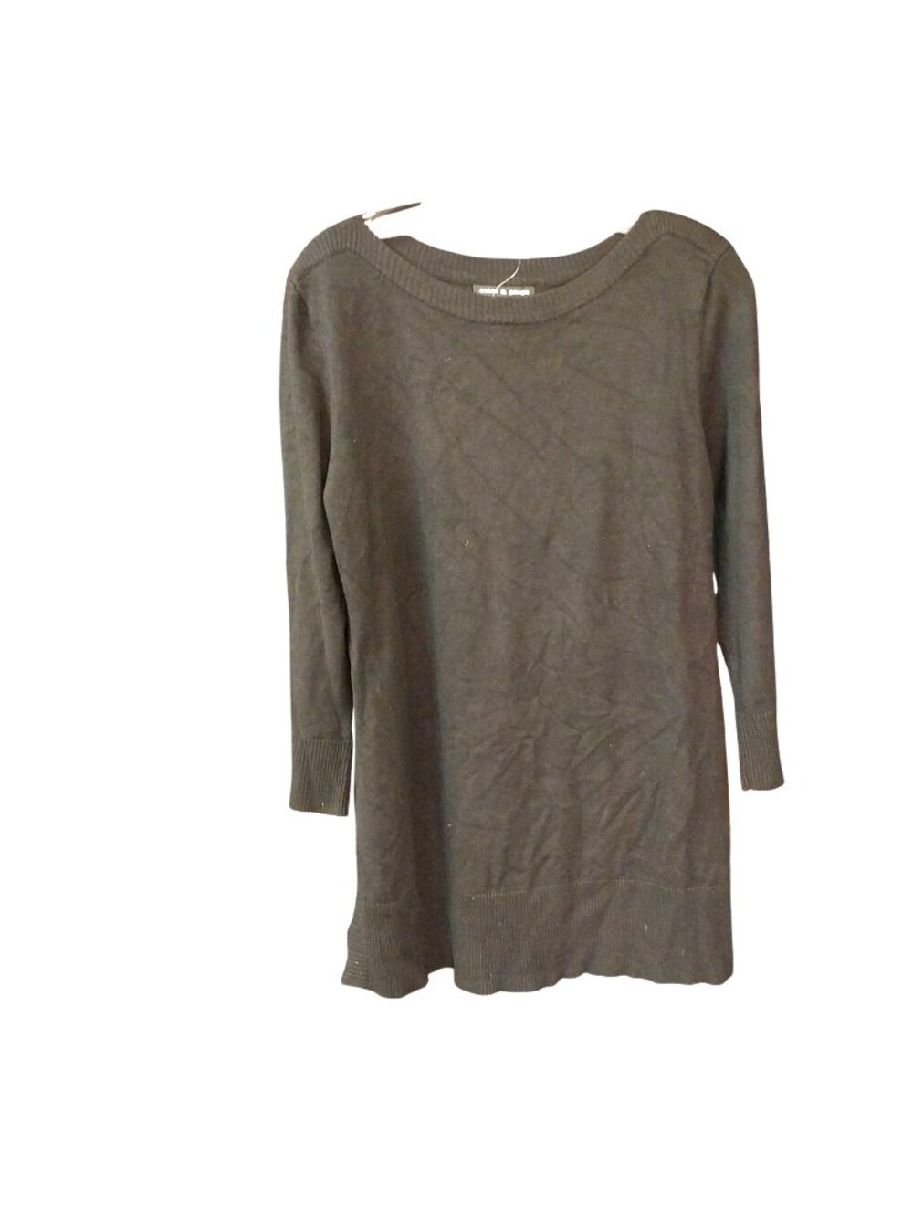 Cable & Gauge Women Size Large Black Long-Sleeve Knit Tunic Sweater Rayon Blend